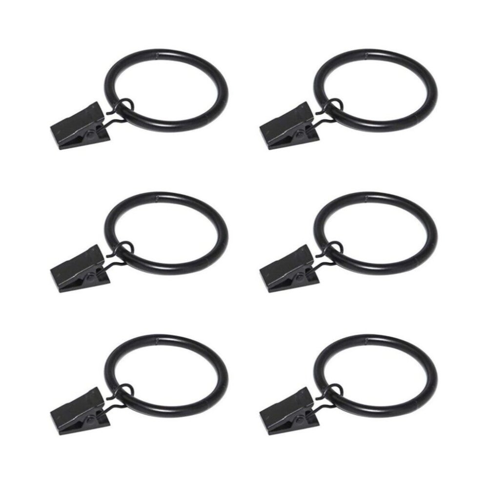 Black Curtain Rod Ring Clips, Coideal 30 Pack Rustproof Metal Drapery Ring